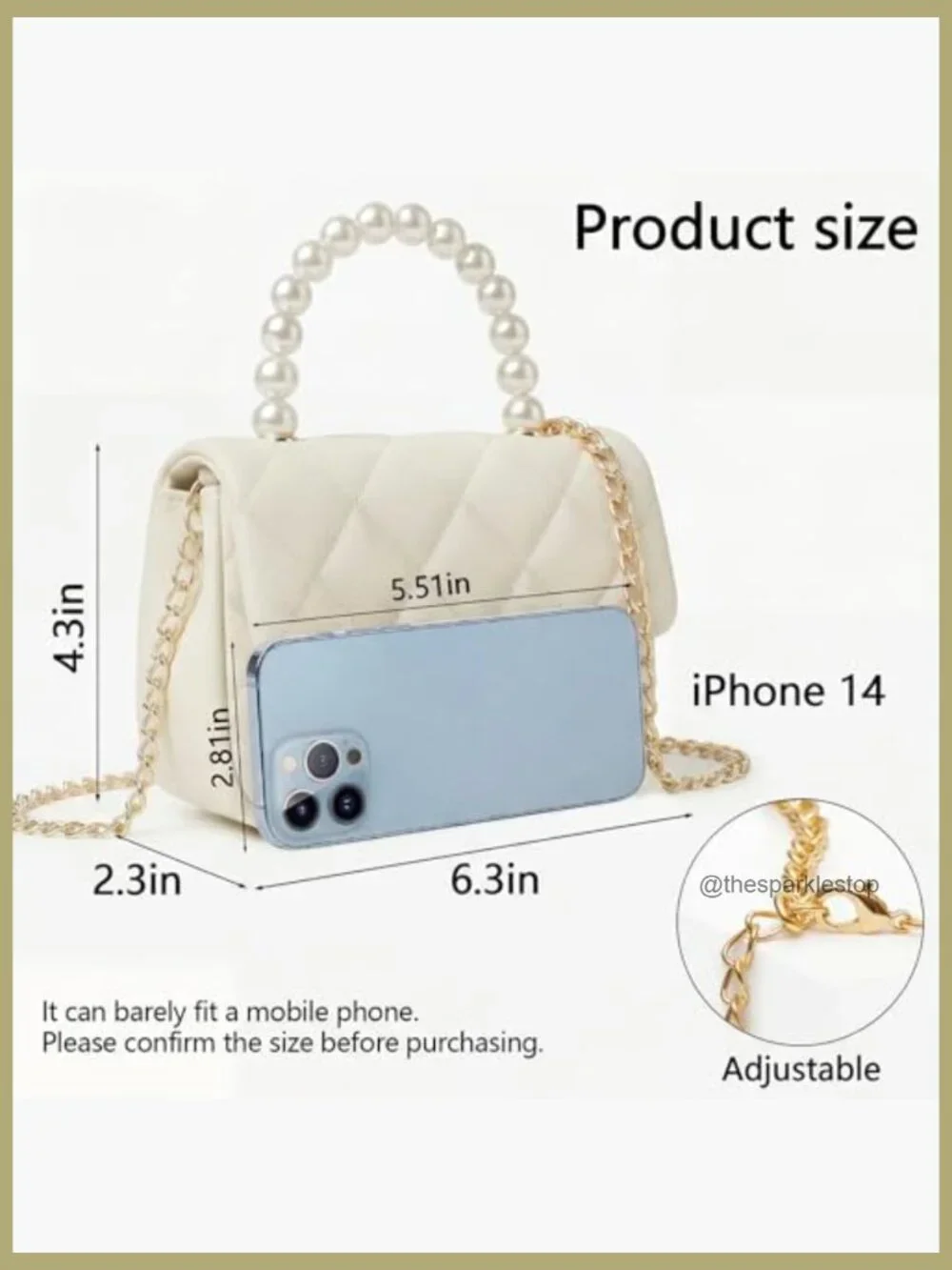 Girls Princess Pearl Handle Crossbody Bag Heart Lock Fits Phone